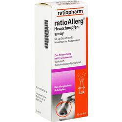 Packung eines Nasensprays gegen Heuschnupfen für Erwachsene.