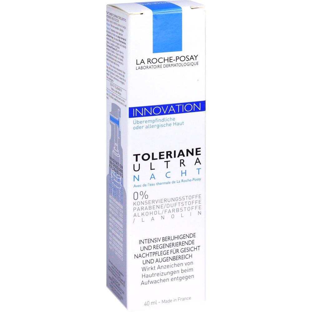 Weiße Verpackung einer Nachtcreme von La Roche-Posay für empfindliche Haut.